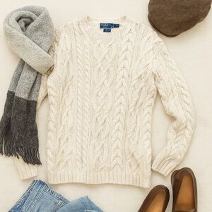 Vintage Polo Ralph Lauren Chunky Cable Knit Heavyweight fisherman Sweater Large